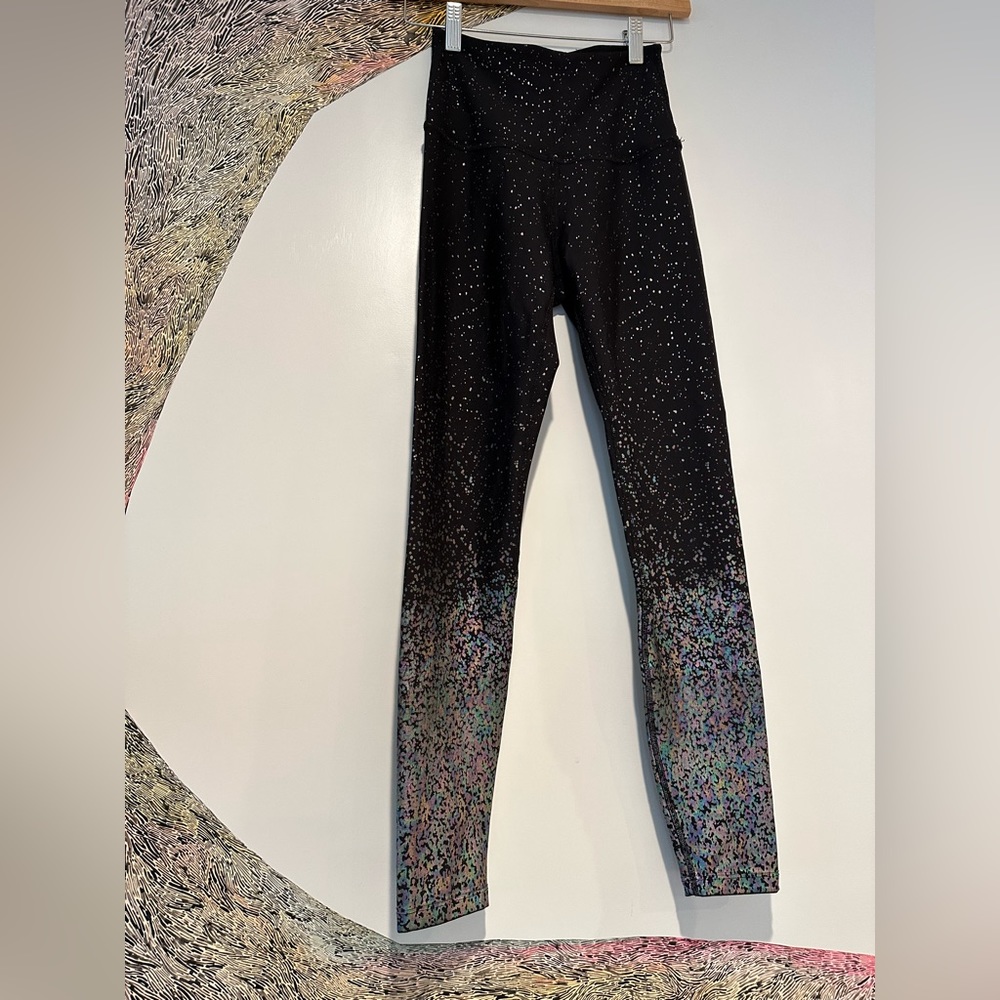 Beyond Yoga Black and Multicolor Speckled Leggings